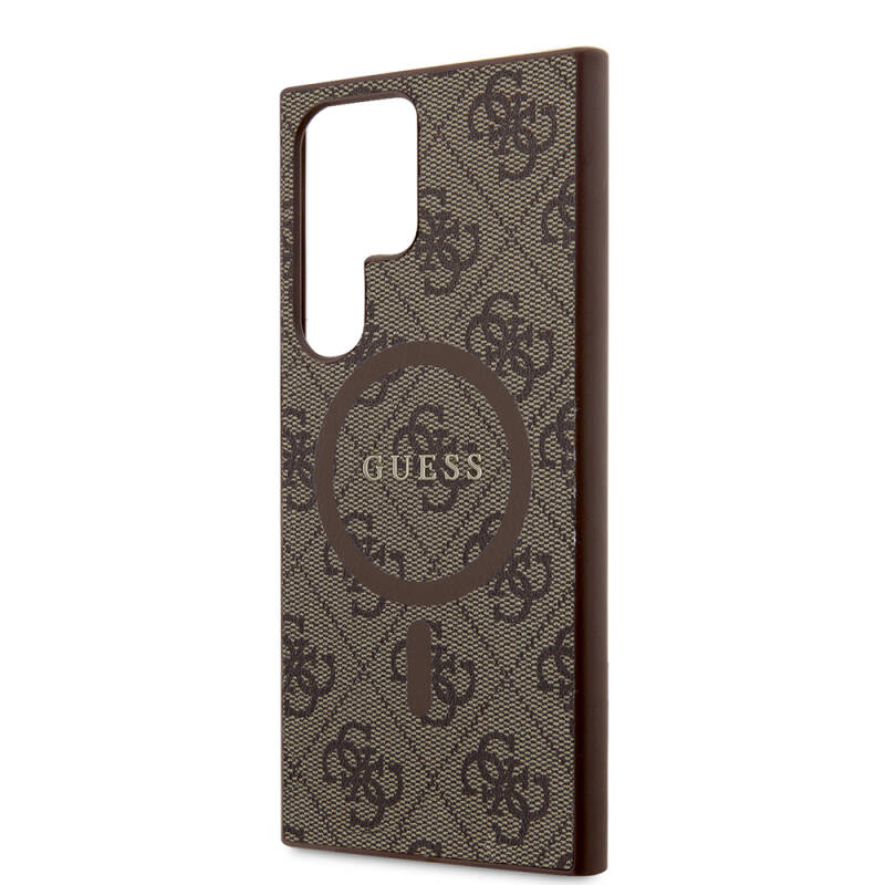Galaxy S24 Ultra Case Guess Original Licensed Magsafe Charging Featured 4G Patterned Text Logo Cover - 12