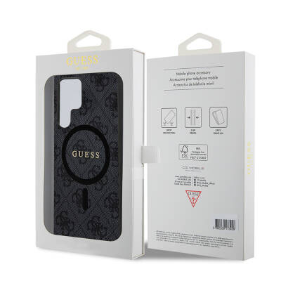 Galaxy S24 Ultra Case Guess Original Licensed Magsafe Charging Featured PU Ring 4G Patterned Text Logo Cover - 17