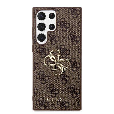 Galaxy S24 Ultra Case Guess Original Licensed PU Leather Text and 4G Metal Logo Patterned Cover - 11