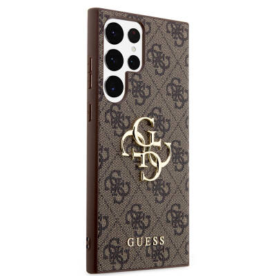 Galaxy S24 Ultra Case Guess Original Licensed PU Leather Text and 4G Metal Logo Patterned Cover - 12