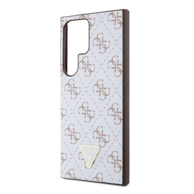 Galaxy S24 Ultra Case Guess Original Licensed PU Triangle Logo 4G Patterned Cover - 5