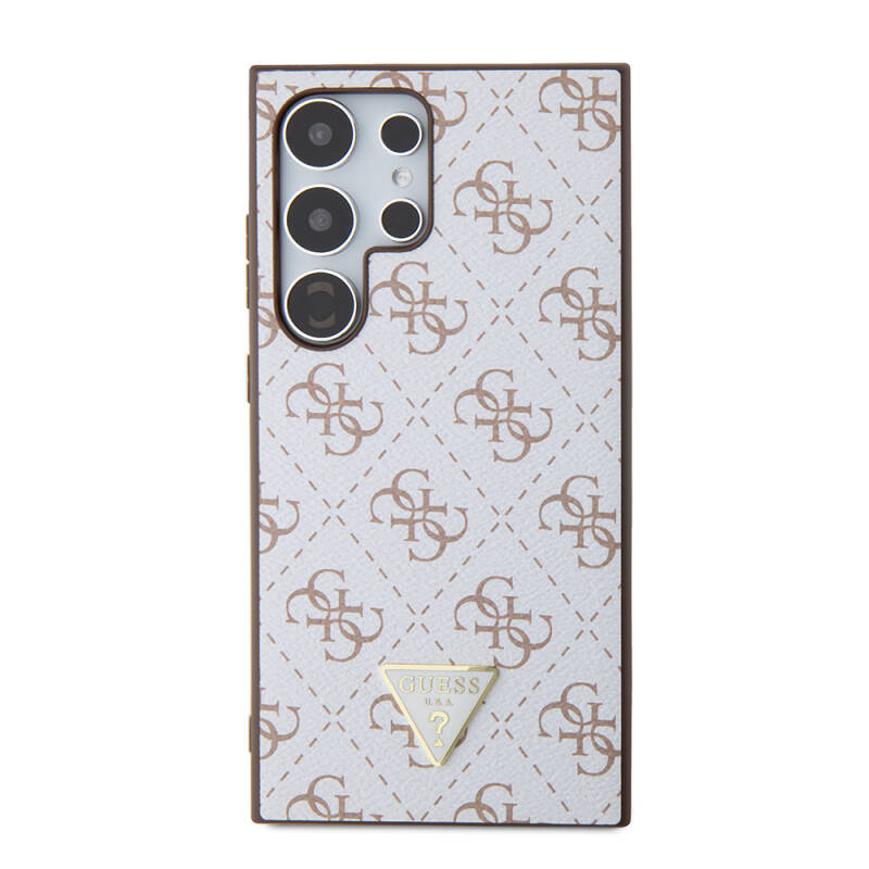 Galaxy S24 Ultra Case Guess Original Licensed PU Triangle Logo 4G Patterned Cover - 8