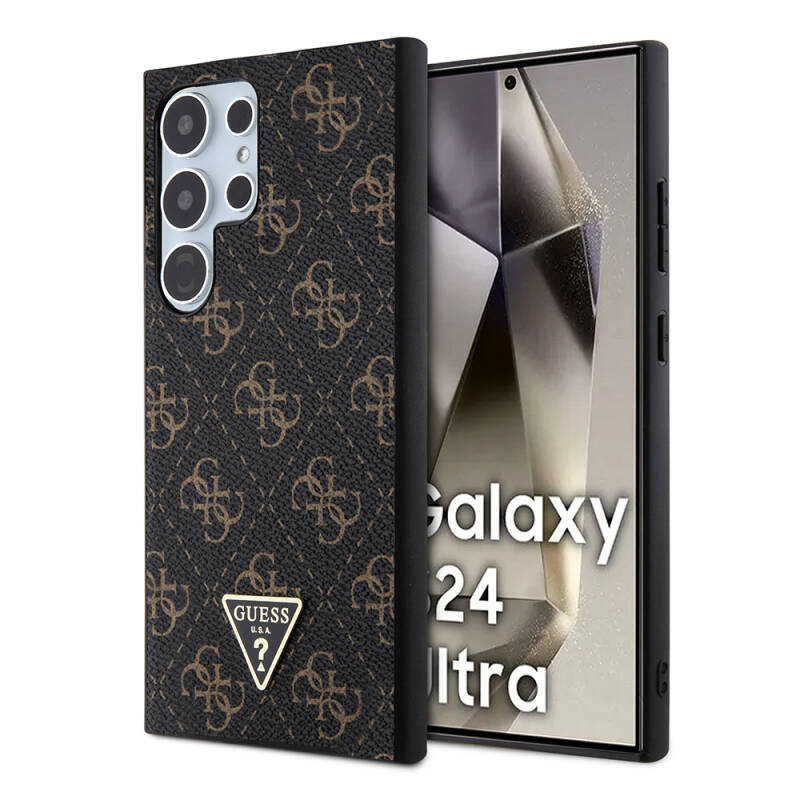Galaxy S24 Ultra Case Guess Original Licensed PU Triangle Logo 4G Patterned Cover - 9