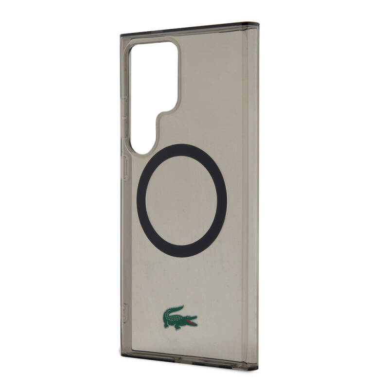 Galaxy S24 Ultra Case Lacoste Original Licensed Magsafe Transparent Crocodile Logo Printed Cover with Charging Feature - 5