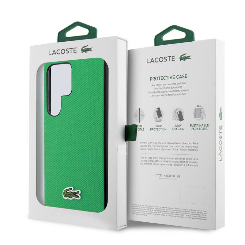 Galaxy S24 Ultra Case Lacoste Original Licensed PU Pique Pattern Back Cover with Iconic Crocodile Woven Logo - 17