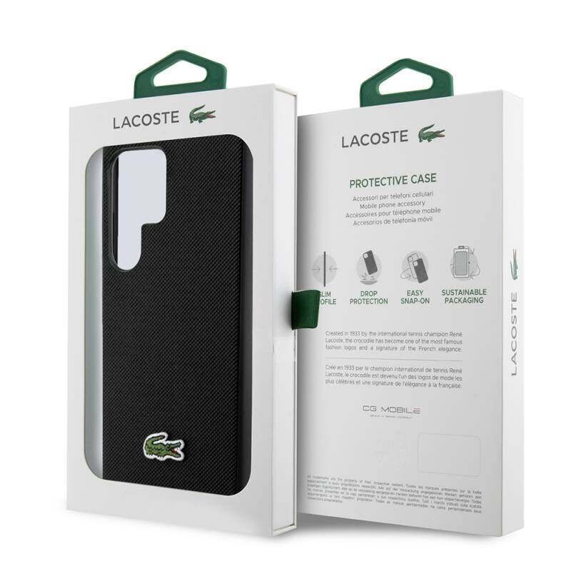 Galaxy S24 Ultra Case Lacoste Original Licensed PU Pique Pattern Back Cover with Iconic Crocodile Woven Logo - 25