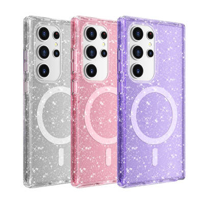 Galaxy S24 Ultra Case Magsafe Charging Feature Shining Glitter Transparent Colored Zore Allstar Cover - 5