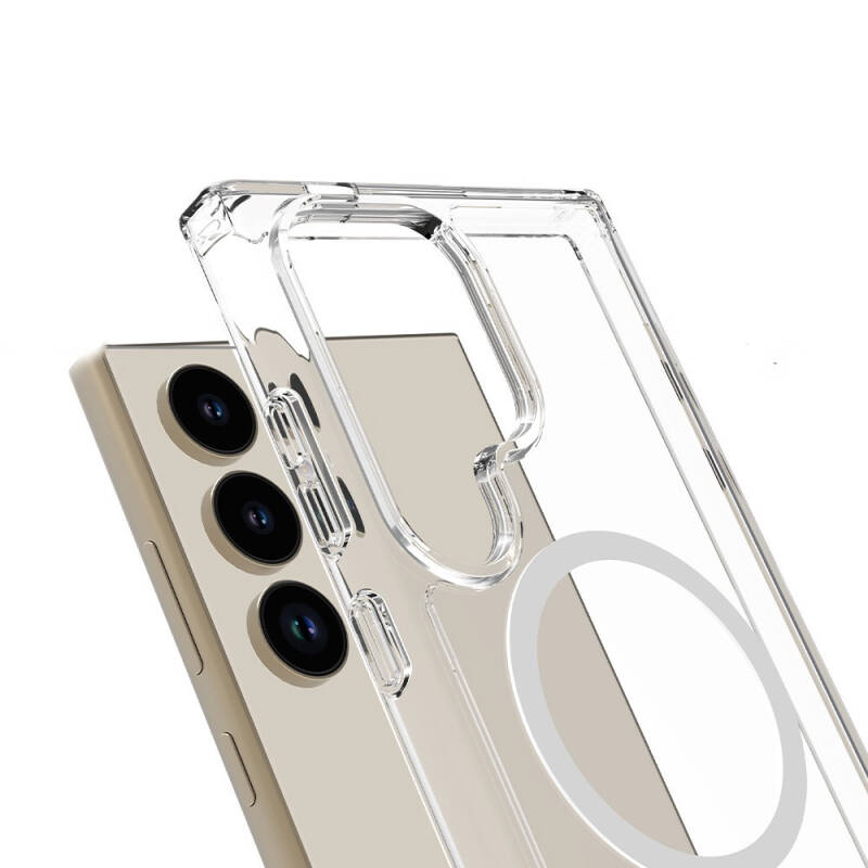 Galaxy S24 Ultra Case Magsafe Charging Featured Transparent Hard PC Zore Embos Cover - 5