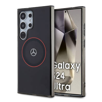 Galaxy S24 Ultra Case Mercedes Benz Original Licensed Red Ring Cover with Magsafe Charging Feature and IML Star Logo - 1