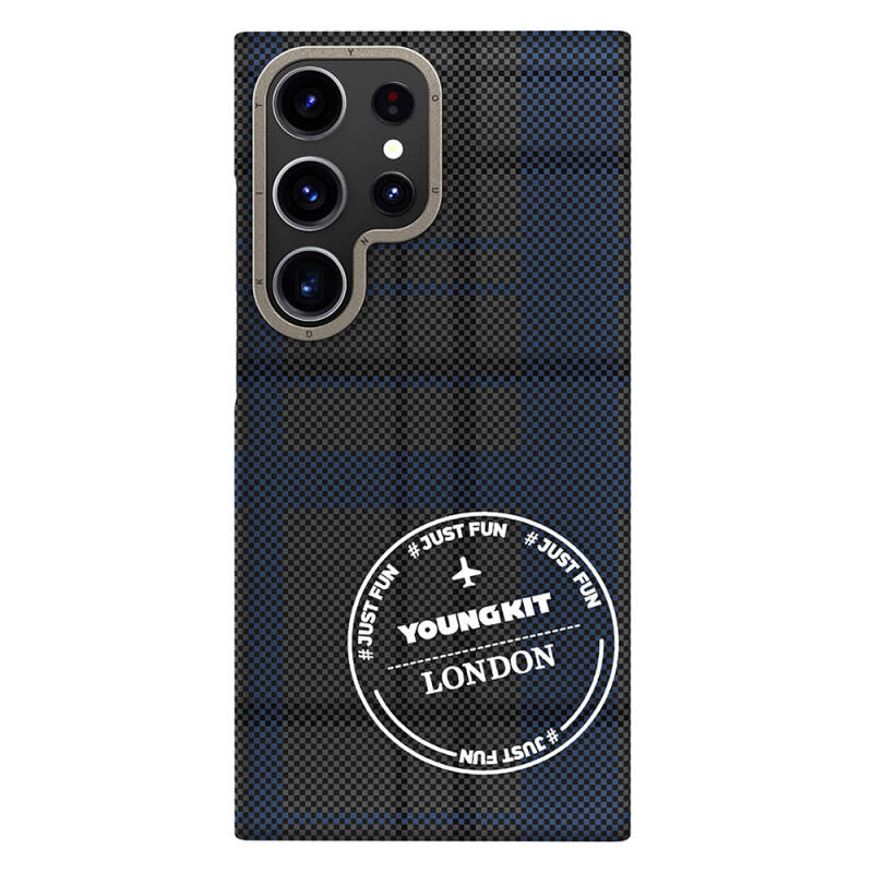 Galaxy S24 Ultra Case Plaid Patterned Youngkit Gezhi Series Cover - 4