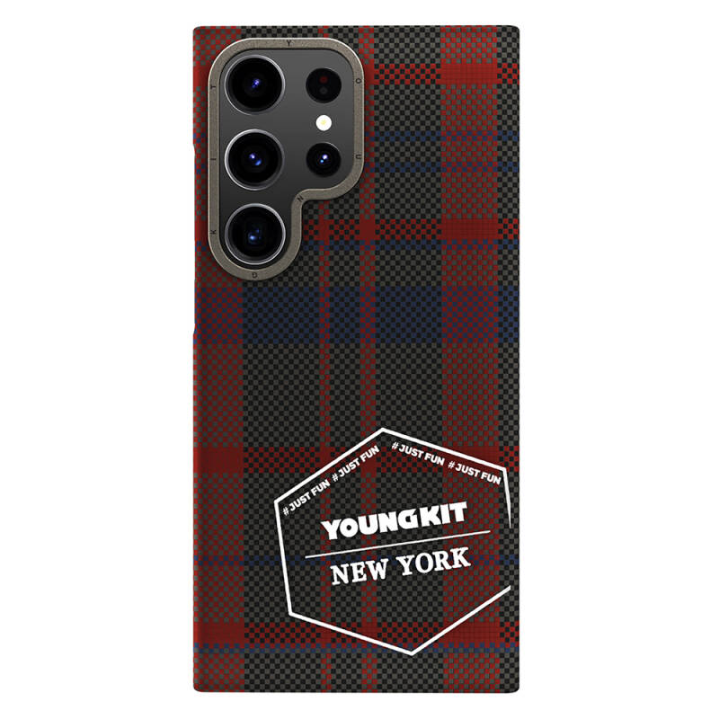 Galaxy S24 Ultra Case Plaid Patterned Youngkit Gezhi Series Cover - 2