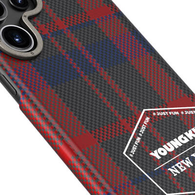 Galaxy S24 Ultra Case Plaid Patterned Youngkit Gezhi Series Cover - 8