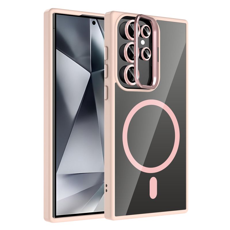 Galaxy S24 Ultra Case Stand Camera Lens Gift M-Safe Charging Feature Zore Etro Cover - 1