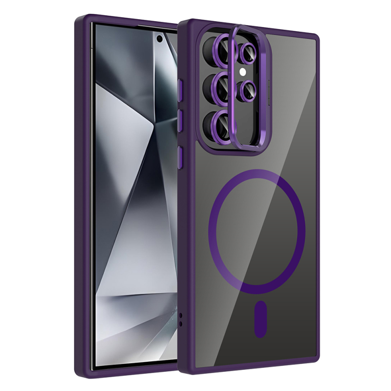 Galaxy S24 Ultra Case Stand Camera Lens Gift M-Safe Charging Feature Zore Etro Cover - 3
