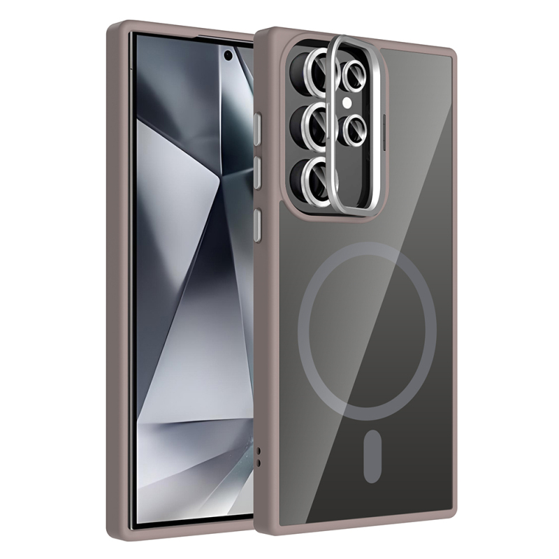 Galaxy S24 Ultra Case Stand Camera Lens Gift M-Safe Charging Feature Zore Etro Cover - 5