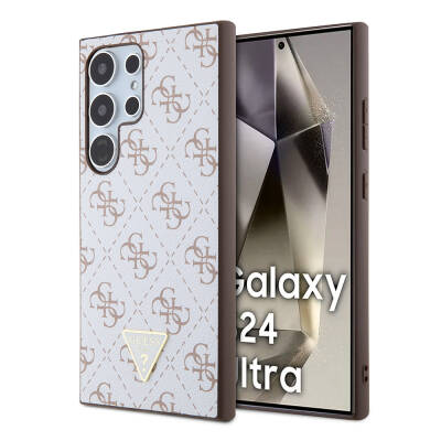 Galaxy S24 Ultra Kılıf Guess Orjinal Lisanslı PU Üçgen Logo 4G Desenli Kapak - 1
