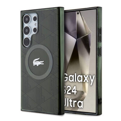 Galaxy S24 Ultra Kılıf Lacoste Orjinal Lisanslı Magsafe Şarj Özellikli Çift Katmanlı Timsah Logolu Blend Monogram Kapak - 10