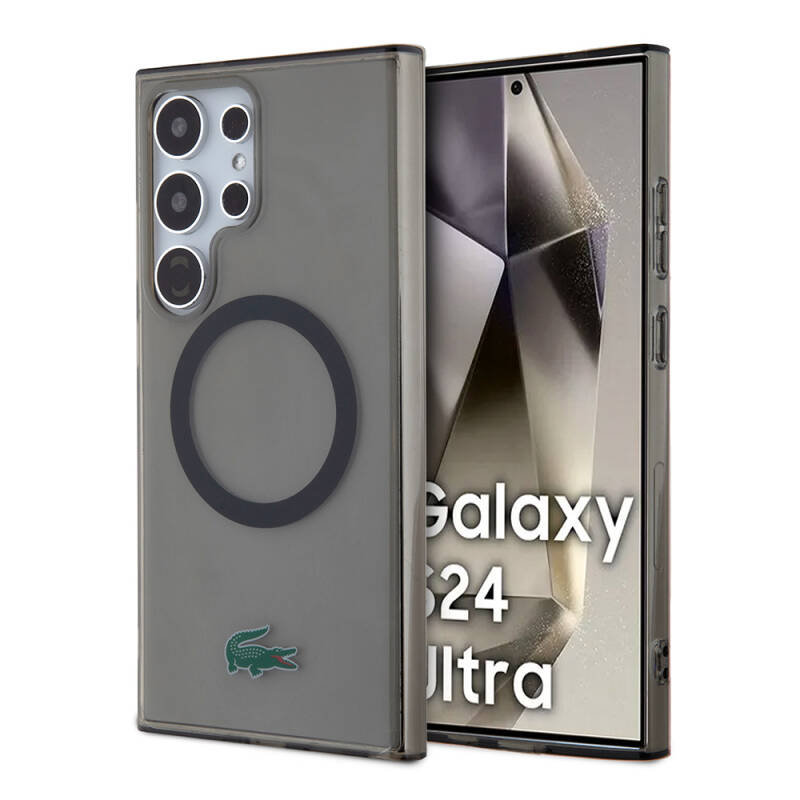 Galaxy S24 Ultra Kılıf Lacoste Orjinal Lisanslı Magsafe Şarj Özellikli Transparan Timsah Logo Baskılı Kapak - 1