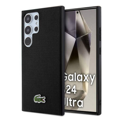 Galaxy S24 Ultra Kılıf Lacoste Orjinal Lisanslı PU Pike Desenli Arka Yüzey İkonik Timsah Dokuma Logolu Kapak - 18