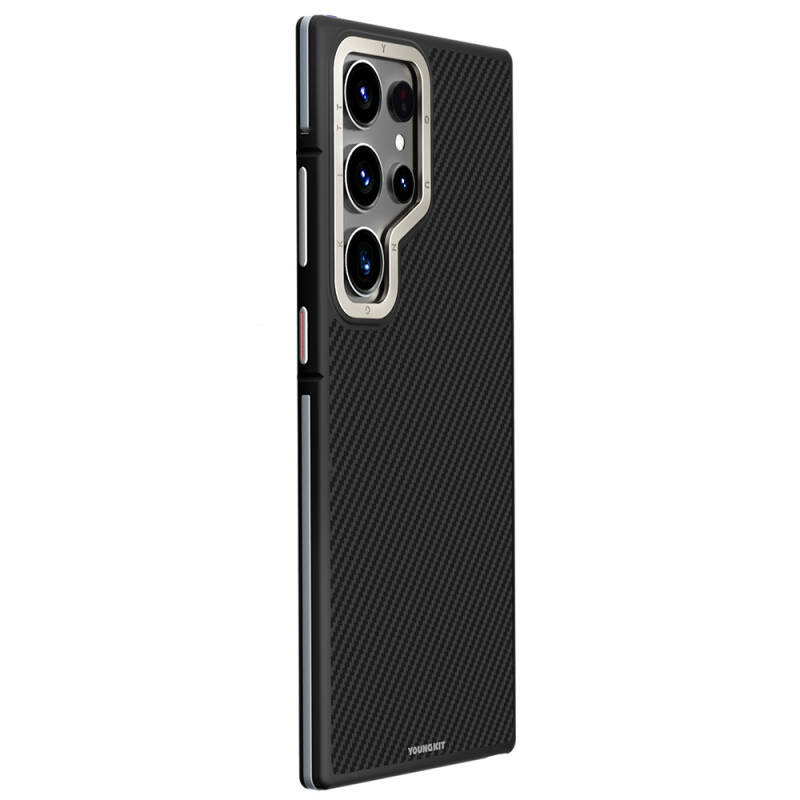 Galaxy S24 Ultra Kılıf M-safe Şarj Özellikli Aramid Fiber Tasarımlı Youngkit 600D Serisi Kapak - 3