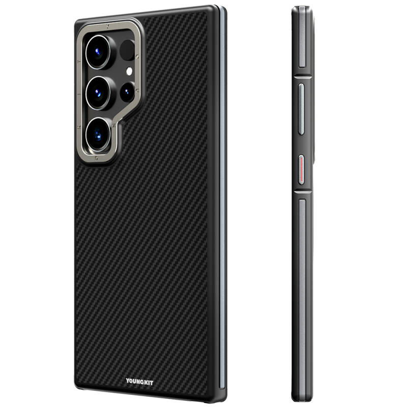Galaxy S24 Ultra Kılıf M-safe Şarj Özellikli Aramid Fiber Tasarımlı Youngkit 600D Serisi Kapak - 1