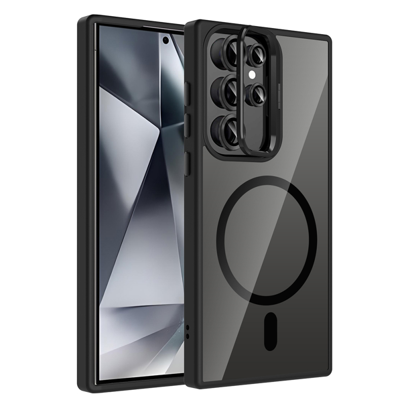 Galaxy S24 Ultra Kılıf Standlı ve Kamera Lens Hediyeli M-Safe Şarj Özellikli Zore Etro Kapak - 4