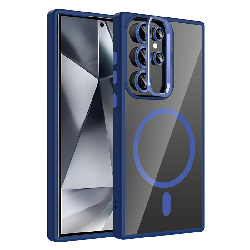Galaxy S24 Ultra Kılıf Standlı ve Kamera Lens Hediyeli M-Safe Şarj Özellikli Zore Etro Kapak - 6