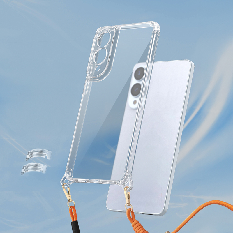 Galaxy S25 Edge Case Airbag Detachable Strap Zore Snap Silicone Cover - 3