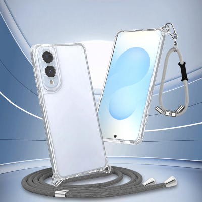 Galaxy S25 Edge Case Airbag Detachable Strap Zore Snap Silicone Cover - 4