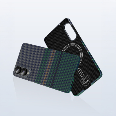Galaxy S25 Edge Kılıf M-safe Şarj Özellikli Karbon Fiber Tasarımlı Benks Aurora ArmorAir Kevlar Kapak - 7