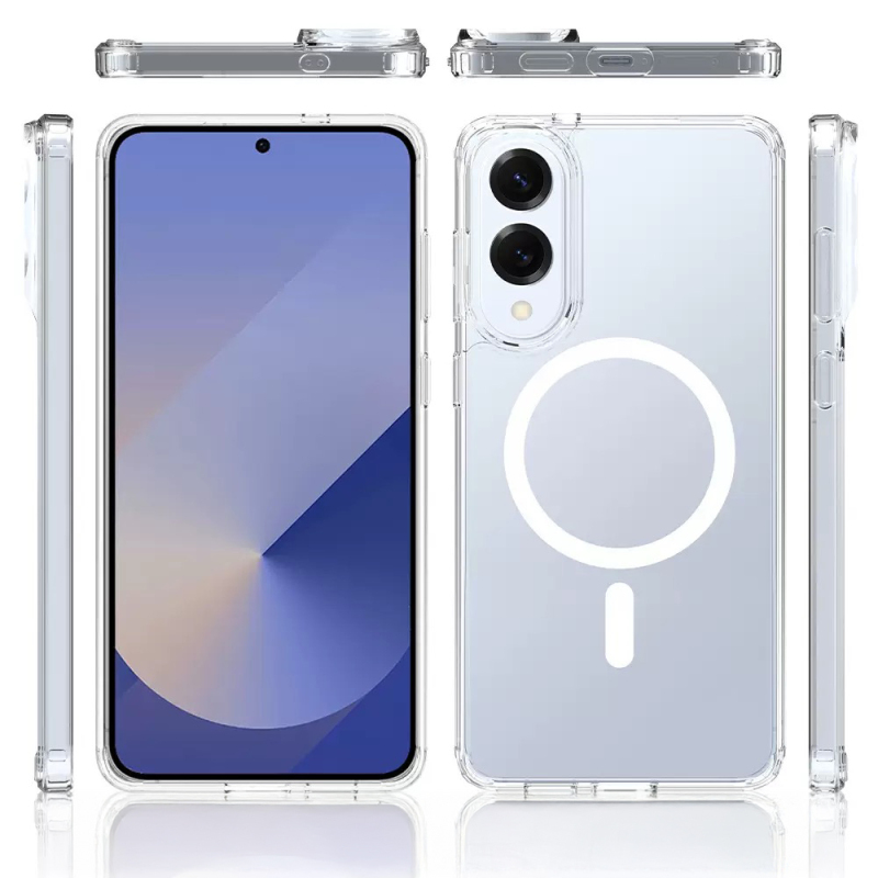 Galaxy S25 Edge Kılıf M-safe Şarj Özellikli Şeffaf Sert PC Zore Embos Kapak - 3