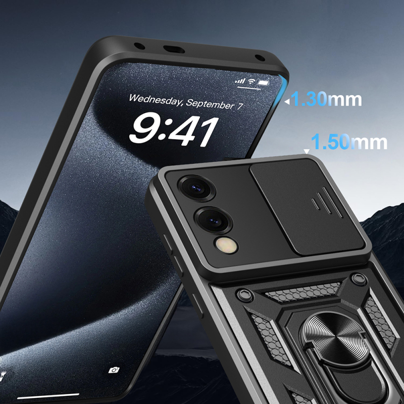 Galaxy S25 Edge Kılıf Magnetik Standlı Kamera Korumalı Zore Sürgülü Vega Kapak - 7