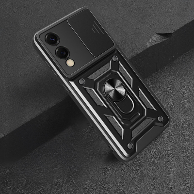 Galaxy S25 Edge Kılıf Magnetik Standlı Kamera Korumalı Zore Sürgülü Vega Kapak - 8