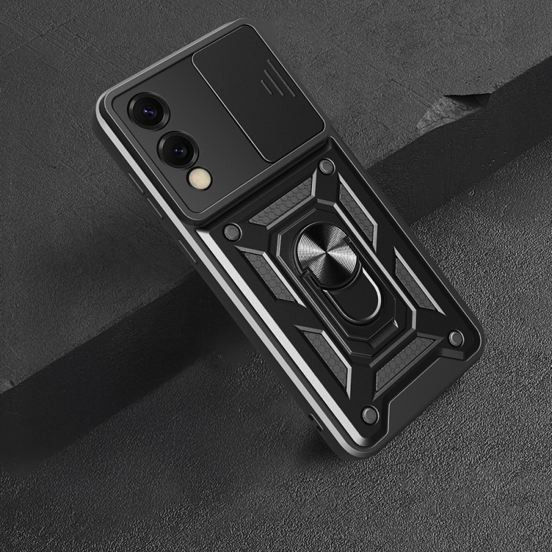 Galaxy S25 Edge Kılıf Magnetik Standlı Kamera Korumalı Zore Sürgülü Vega Kapak - 8