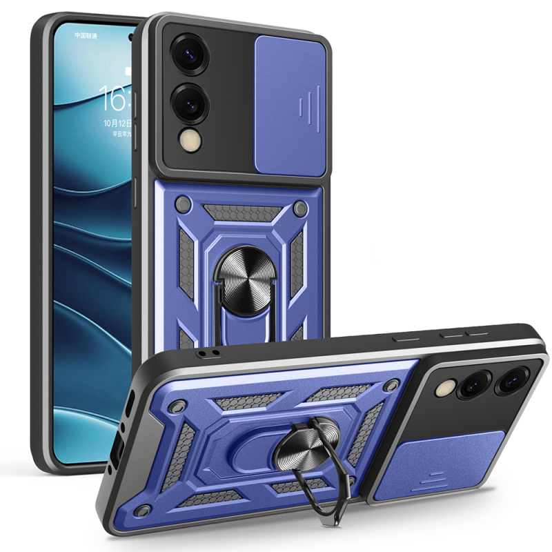 Galaxy S25 Edge Kılıf Magnetik Standlı Kamera Korumalı Zore Sürgülü Vega Kapak - 2