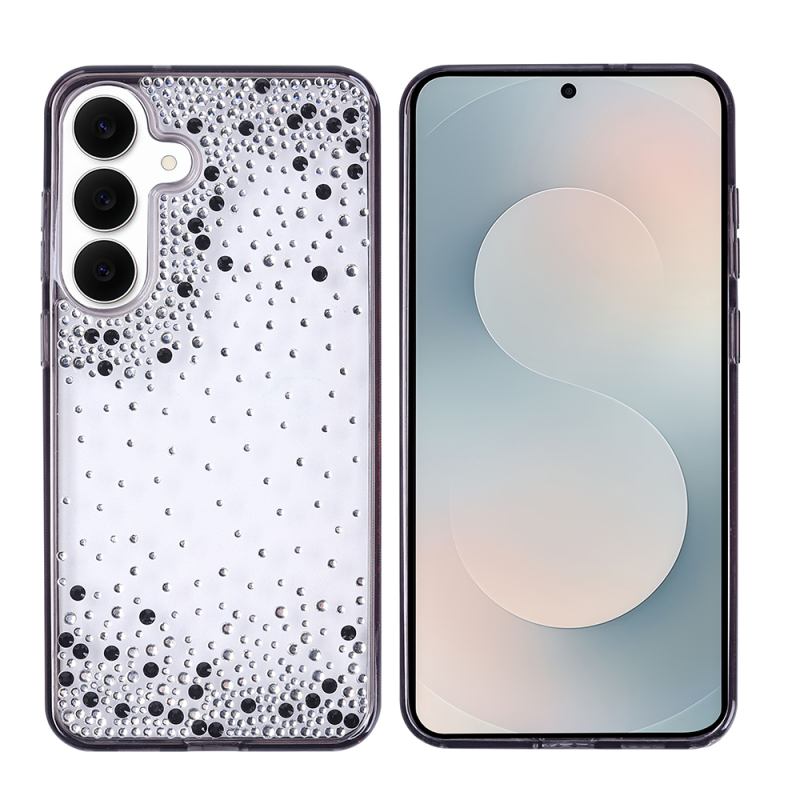 Galaxy S25 FE Case Airbag Design Drop Stone Embellished Transparent Zore Pera Silicone Cover - 1