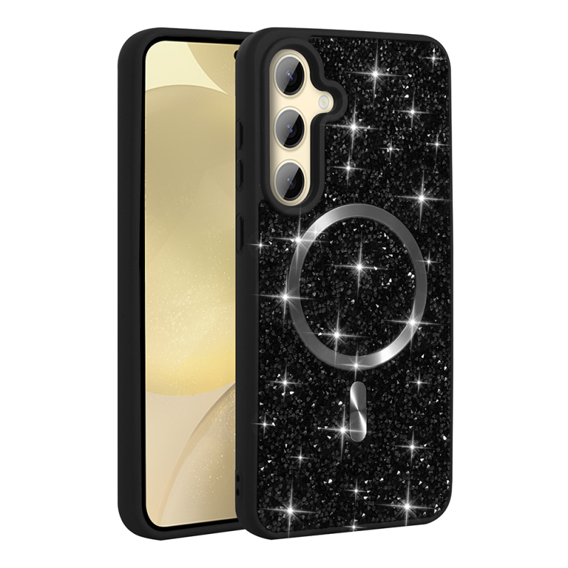 Galaxy S25 FE Case Diamond Design M-safe Charging Feature Zore Mosaic Silicone Cover - 9