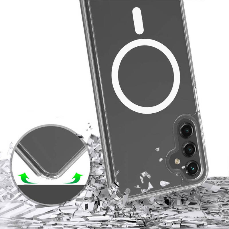 Galaxy S25 FE Kılıf M-safe Şarj Özellikli Şeffaf Sert PC Zore Embos Kapak - 5