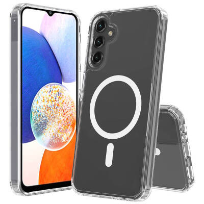 Galaxy S25 FE Kılıf M-safe Şarj Özellikli Şeffaf Sert PC Zore Embos Kapak - 4