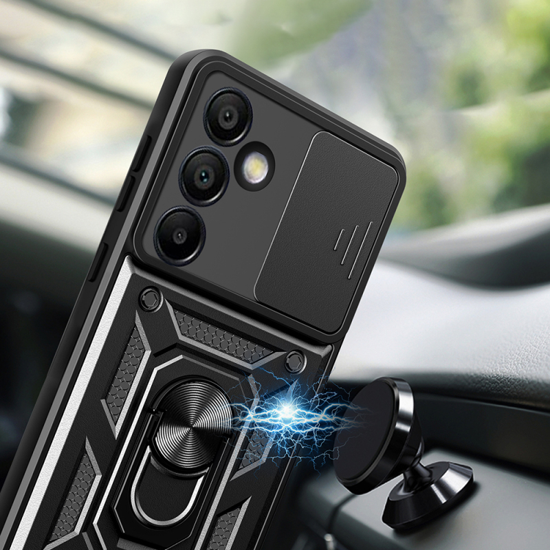 Galaxy S25 FE Kılıf Magnetik Standlı Kamera Korumalı Zore Sürgülü Vega Kapak - 6