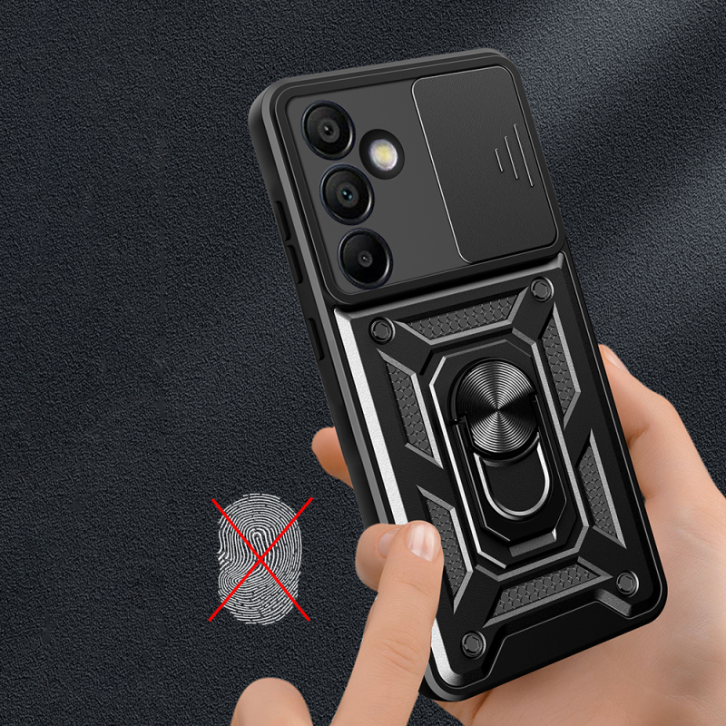 Galaxy S25 FE Kılıf Magnetik Standlı Kamera Korumalı Zore Sürgülü Vega Kapak - 7
