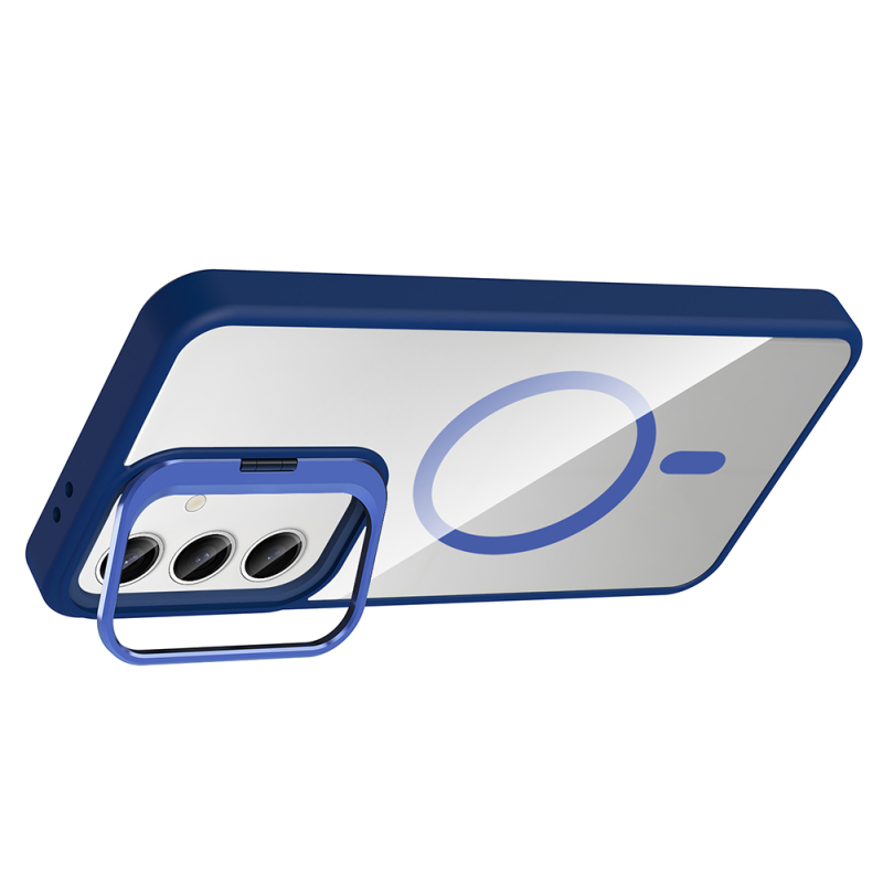 Galaxy S25 FE Kılıf Standlı ve Kamera Lens Hediyeli M-Safe Şarj Özellikli Zore Etro Kapak - 7