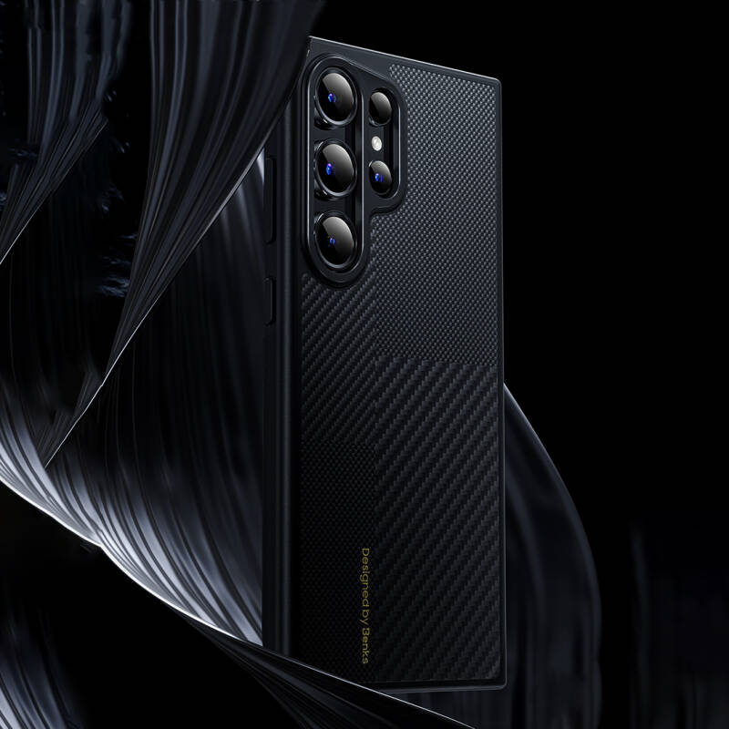 Galaxy S25 Kılıf M-safe Şarj Özellikli Karbon Fiber Benks Montage Hybrid ArmorPro Kevlar Kapak - 4