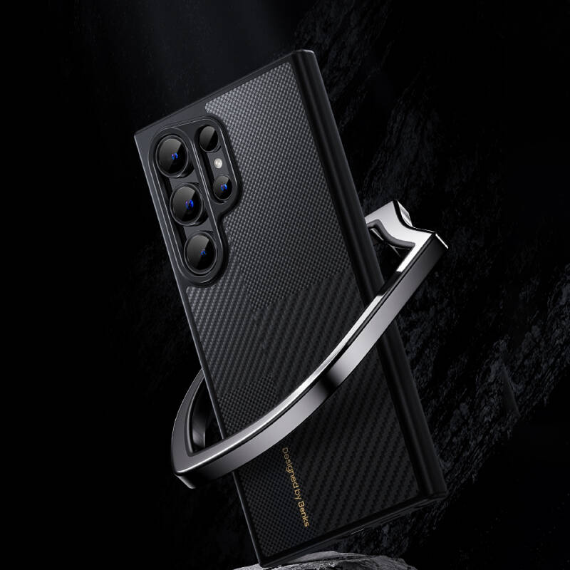 Galaxy S25 Kılıf M-safe Şarj Özellikli Karbon Fiber Benks Montage Hybrid ArmorPro Kevlar Kapak - 5