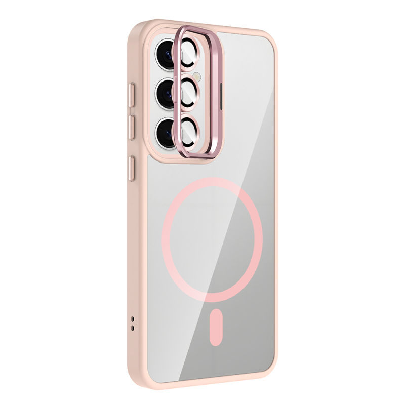 Galaxy S25 Kılıf Standlı ve Kamera Lens Hediyeli M-Safe Şarj Özellikli Zore Etro Kapak - 18