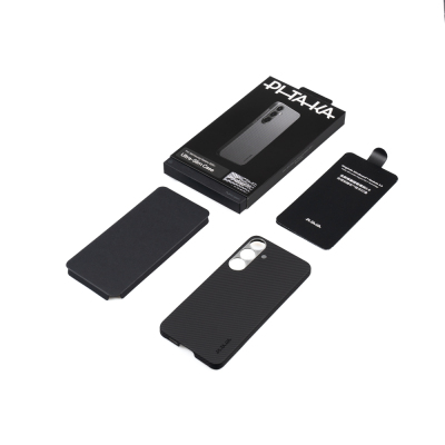 Galaxy S25 Plus Case Magsafe Charging Feature 600D Aramid Fiber Pitaka Ultra-Slim Classic Series Black-Grey Twill Cover - 7