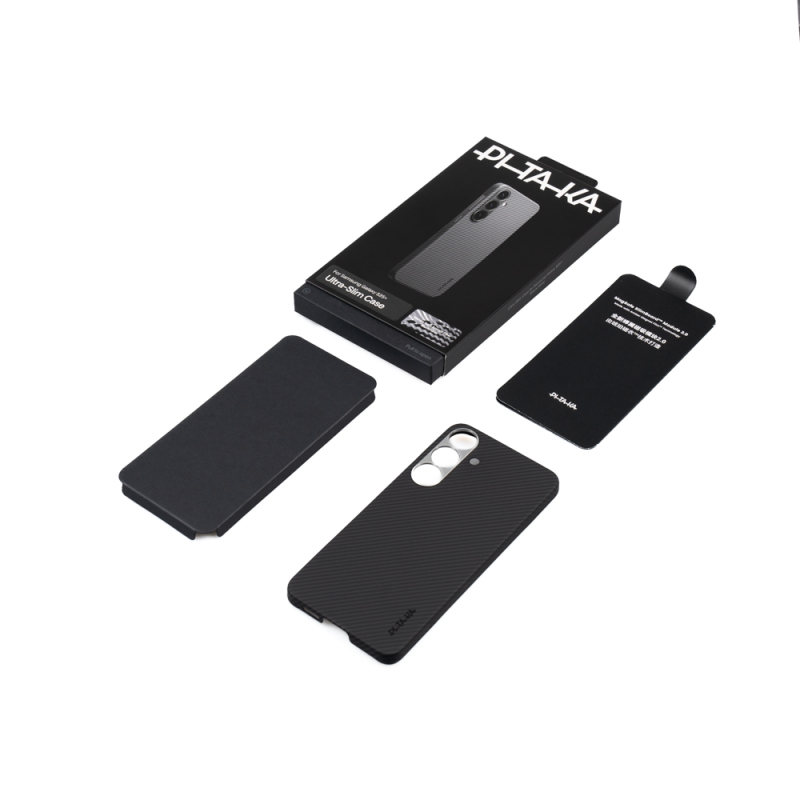 Galaxy S25 Plus Case Magsafe Charging Feature 600D Aramid Fiber Pitaka Ultra-Slim Classic Series Black-Grey Twill Cover - 7