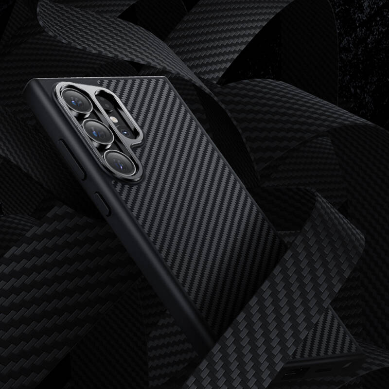 Galaxy S25 Plus Kılıf Karbon Fiber M-safe Şarj Özellikli Benks Hybrid ArmorPro 600D Kevlar Kapak - 7