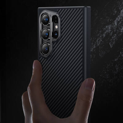 Galaxy S25 Plus Kılıf Karbon Fiber M-safe Şarj Özellikli Benks Hybrid ArmorPro 600D Kevlar Kapak - 16