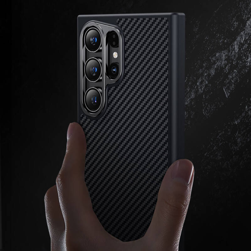 Galaxy S25 Plus Kılıf Karbon Fiber M-safe Şarj Özellikli Benks Hybrid ArmorPro 600D Kevlar Kapak - 16